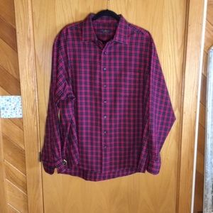 CLUB ROOM men’s  plaid  regular fit long sleeve button down shirt size 18 1/2